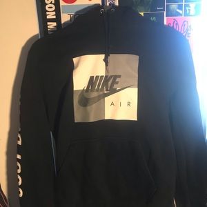 Nike Grey and White Block Logo Hoodie (Medium)